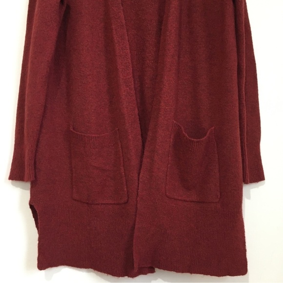 Madewell maroon merino wool blend open front relaxed Fit long knit cardigan - Picture 13 of 16
